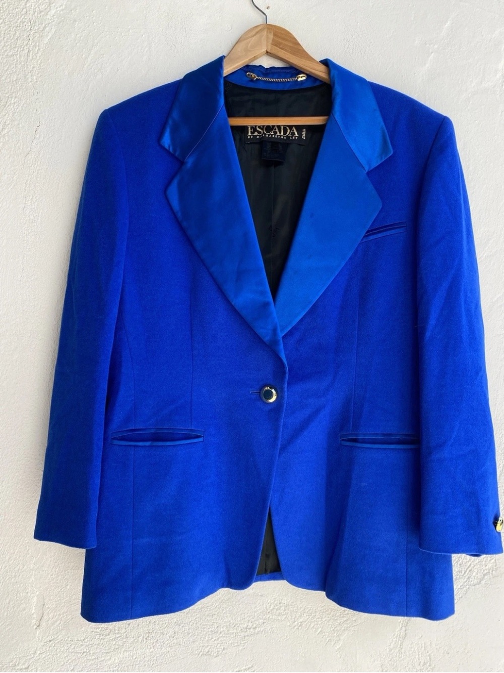 Escada Bold Cobalt Blue Satin-Collar Blazer